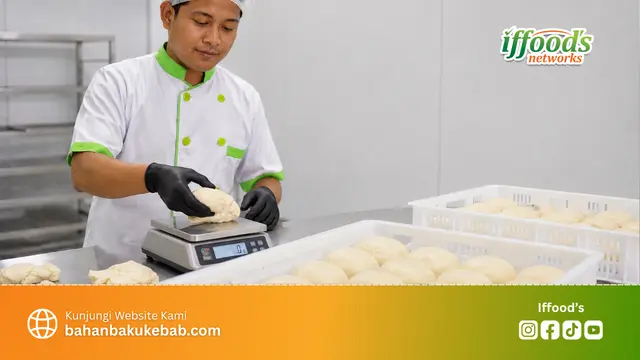 Mesin press adonan pada proses produksi tortilla kebab untuk menghasilkan lembaran yang seragam